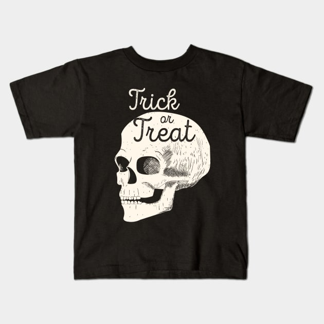 Halloween Skull Trick or Treat (White) [HT] Kids T-Shirt by HalloweenTown